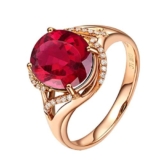 Epinki Oro Rosa 18K Anello Donna Anello Proposta di Matrimonio 3ct Tormalina Ovale Forma Rosso Taglia 20