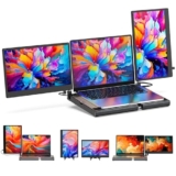 Estensore per schermo portatile da 14″, triplo monitor portatile, rotazione a 360°, F3, verticale, con supporto, IPS FHD 1080P, workstation per Windows/Mac/Linux/Chrome, compatibile con laptop/mini PC