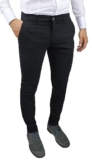 Evoga Pantaloni Uomo Slim Fit Invernali Alta Sartoria Chino’s Eleganti Casual (52, Nero)