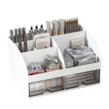 FCQLFYF Organizer da Scrivania, Multifunzione Organizer da ufficio, Con 6 Scomparti e 2 Piccoli Cassetti, Per Scrivania, Scuola, Casa, Ufficio