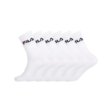 FILA Calzini Uomo Tennis Set di 6 Calze Sportive Uomo Tessitura con Imbottiti e Traspiranti, Bianchi, Taglie 39/42