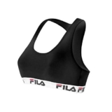FILA Reggiseno Donna Cotone, Reggiseno Sportivo, Senza Ferretto, Nero, Taglie M