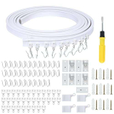 FINDIR Binario Curvo per Tende Arricciate a Soffitto 5 Metri, in plastica PVC Flessibile di Fissaggio, per Finestre, Doccia Camper