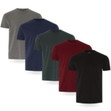 FM London Confezione da 3/5 Maglietta da Uomo, T-Shirt con Design Leggermente Aderente, Super Morbida Realizzata in Cotone 100%, Nero, Bordeaux, Verde, Blu Navy, Antracite (5 Pezzi), M