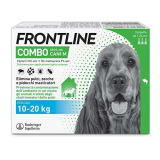 FRONTLINE Combo, 3 Pipette, Cane Taglia M (10 – 20 Kg), Antiparassitario per Cani e Cuccioli di Lunga Durata, Protegge il Cane e Anche la Casa da Pulci, Zecche, Uova e Larve, Antipulci 3 Pipette
