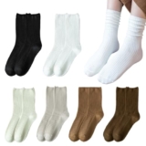 FUIPVGI 6 Paia di Calzini da Donna, Cotone Calzini Traspiranti, Calzini Pieghettati, Donna Metà Polpaccio, Calzini Corte Donna (IT, Testo, Taglia unica, Regular, Regular, Multicolor)