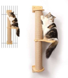 FUKUMARU Tiragraffi per Gatti, Colonne Tiragraffi in Iuta a Parete per Gatti, Legno di Gomma (Albero per le Attività del Gatto-Aggiornato) Alto 93 CM.