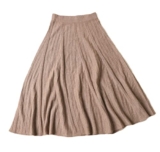 FULBHPRINT 100% Cashmere Gonna Donna Autunno Inverno Mid-Length Gonna In Cashmere A Vita Alta Spessore A-Line Maglia Gonna A Mezza Lunghezza, Dark Cashmere, Taglia unica