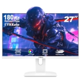 FYHXele Monitor da Gaming Bianco 27 pollici 1080P 180Hz FHD (1920X1080) IPS 1ms MPRT 16:9 Monitor PC con supporto 144Hz/165Hz/180Hz, AMD FreeSync Premium, DisplayPort HDMI, Staffa VESA
