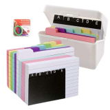 FYting Flashcards,Scatola A7, 150 Schede + 150 Fogli Colorati con 8 Anelli Per Libri, Scatola per Carte Didattiche, Adatta per Viaggiare, Appunti Didattici, Ricette o Schede Flash (Bianco)