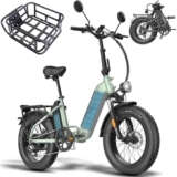 Fafrees Bici Elettrica Pieghevole Due Batterie 48V/13.4Ah×2 Bicicletta Elettrica, 20″×4.0 Fat Tire, Autonomia di 170km, Fat Bike Ebike per Adulti Uomo Donna, con Schermo LCD, Specchietti,Cestino,Verde