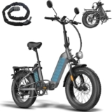 Fafrees Bici Elettrica Pieghevole Due Batterie 48V/13.4Ah×2 Bicicletta Elettrica, 20″×4.0 Fat Tire, Autonomia di 170km,Fat Bike Ebike per Adulti Uomo Donna,con Schermo LCD,Specchietti,Lucchetto,Grigio