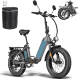 Fafrees Bici Elettrica Pieghevole Due Batterie 48V/13.4Ah×2 Bicicletta Elettrica, 20″×4.0 Fat Tire, Autonomia di 170km, Fat Bike Ebike per Adulti Uomo Donna, con Schermo LCD, Specchietti,Borsa,Grigio