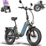 Fafrees Bici Elettrica Pieghevole Due Batterie 48V/13.4Ah×2 Bicicletta Elettrica,20″×4.0 Fat Tire,Autonomia di 170km,Fat Ebike Adulti Uomo Donna,con Schermo LCD,Specchietti,Supporto Telefono,Grigio
