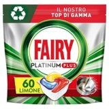 Fairy Platinum Detersivo Pastiglie Lavastoviglie Plus, 60 Capsule, Limone, Tecnologia Anti-Opaco Con Azione Brillantante, Contro Il Grasso E Le Incrostazioni Ostinate