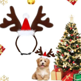 Fascia Natalizia per Animali Domestici Fascia per Animali Domestici di Natale Fascia Natalizia per Cani e Gatti Regolabile Corna di Renna Natale Renna Cerchietto per Natale Feste Cospla Decorazioni
