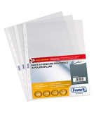 Favorit, Buste Perforate Trasparenti A4, 100 pezzi, Antiriflesso, Finitura Buccia d’Arancia
