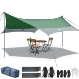 Forceatt Tenda Parasole da Campeggio, 3,7 * 4,3 m Tarp con 6 Punti di Fissaggio Può Essere Utilizzato con Tenda e Amaca Escursionismo, Zaino in Spalla e Giardino