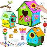 Frasheng 3 Pezzi Casetta Uccelli in Legno Kit,Birdhouse Kit for Kids,Kit casetta per uccelli fai da te per bambini,divertente casetta per uccelli con set di pittura,Regalo di compleanno per bambini