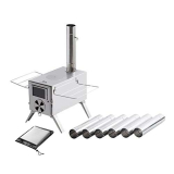 FreiZelt Fornello da campeggio, portatile, compatto, in acciaio inox, con camino, resistente alle alte temperature, per tende, alloggi e campeggio