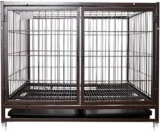 GODFSAHG Gabbia per Cani, Gabbia in Acciaio per Interni ed Esterni, Ruote girevoli a 360°, Doppio Vassoio, Adatta per Animali di Piccola, Media e Grande Taglia (99 x 66,5 x 83,5 cm)