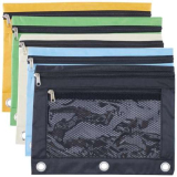 GORGECRAFT 5 raccoglitore Colorato Astuccio In Tessuto Doppia Tasca con Cerniera Finestra In Rete 3 anelli Astuccio Borse Organizer di Cancelleria per Casa Scuola Ufficio Forniture Trucco Accessori Da