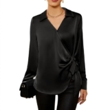 GRACE KARIN Camicia Casual Donna Elegante Maniche Lunghe con Bottoni da Cerimonia Nero M