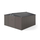 GYMAX Capanno di Stoccaggio da Esterno in Metallo, 350 x 350 x 198 CM Casetta da Giardino con Tetto Spiovente, Porta Bloccabile, Prese d’Aria, Antiruggine e Impermeabile per Patio, Cortile, Prato