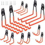 Ganci per Garage da 12 Pezzi, da Parete Resistenti, in Metallo per Impieghi Gravosi, con Rivestimento Antiscivolo per Scale, Biciclette, Attrezzature Sportive