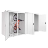 Garage Armadio Biciclette con Serratura HWC-H66 Metallo Verniciato Box quadruplo Grigio Chiaro