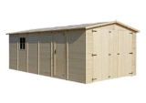 Garage in legno naturale A222x616x324 cm/18 m2- Magazzino esterno con finestre – Capanno da giardino – per auto, bici, deposito attrezzi e rimessa – TIMBELA M102