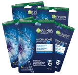 Garnier Maschera in Tessuto Skin Active Hydra Bomb Notte, Idratante e Rigenerante, Con Acido Ialuronico, Acqua Marina e Fiordalisio, Per Pelli Stanche e Sensibili, Confezione da 5