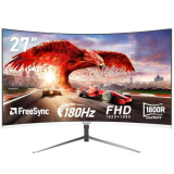 Gawfolk Monitor curvo per PC, da 27″, 180 Hz, FHD 1080p, 1800R, con grandangolo da 178°, tecnologia Free Sync, HDR, ultra sottile, con porta HDMI/DisplayPort, schermo da gaming, bianco