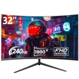Gawfolk – Monitor da gaming da 32″, 240Hz, schermo curvo per PC, Full HD 1080P, 1800R, senza cornice con FreeSync e Tecnologia Eye Care, supporta VESA