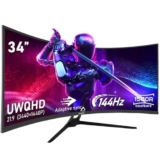 Gawfolk Schermo PC ultra largo da 34 pollici 1500R curvo 144Hz Gaming Computer Monitor, 21:9 UWQHD(3440 x 1440), Adaptive Sync,HDR,178 ° Angolo vista,DisplayPort、HDMI,VESA 75 x 75 MM-Nero