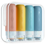 Gemice Bottiglie da Viaggio in Silicone, 4Pezzi 89ml Contenitori con Riutilizzabili Comprimibili, per Shampoo, Balsamo, Crema, Lozione, per Viaggio in Aereo