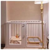 Generico Recinto per Cani in Acrilico Trasparente – Recinto per Animali Domestici da Interno con Porta, Facile da Montare per Cuccioli, Conigli, Gatti e maiali, spazioso 246×126 cm (97×50 Pollici), g