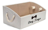 Geyecete – Trapezoidale Contenitori per giocattoli per cani di pieghevoli ,con manico , scatola per giocattoli o snack per cani, organizzatore di articoli per animali domestici-Beige