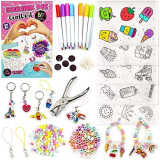 GirlZone Kit Braccialetti Fai da Te Bambina con Plastica Termoretraibile, Set Lavoretti Creativi, Crea Portachiavi in Plastica Termorestringente e Altro, Creazioni Bricolage Regalo Bambini