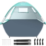 Glymnis Tenda da Spiaggia Adatta a 2-4 Persone, Tenda da Spiaggia Portatile con Cerniera, Leggera Tenda Sole Spiaggia con Dimensioni di 220 x 150 x 120 cm, Facile da Montare, UPF 50+