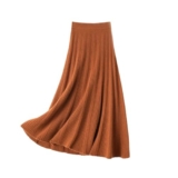 Gonna longuette da donna in lana ispessita, linea A, mezza lunghezza, orlo ampio, autunno inverno, Colore 4, S