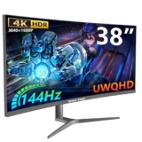 Great voell 38 pollici curvo Ultrawide Computer Gaming Monitor 4k 144Hz UWQHD 3840×1600, base di sollevamento, 2500R -PIP, 1ms (MPRT), HDR, sRGB 99%, FreeSync, HDMI+ DP, Eye Care, VESA