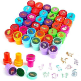 Gudotra 36 pezzi Timbri Bambini Gadget Compleanno Bambini Timbri Dinosauro Animali Regalini Fine Festa Compleanno NataleScrapbooking Album(Animali)