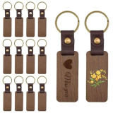 HEKOBAG 14 Pezzi Portachiavi in Legno Portachiavi in Legno da Incidere Portachiavi Legno con Ciondolo Quadrato Portachiavi Legno Vuoti per Scrivere/Disegnare Regali Artigianali, Diametro 1,18 Pollici