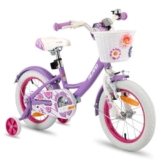 HILAND Bicicletta per bambini 12/14/16 pollici per ragazze bicicletta 4-7 anni con cestino ruote di supporto bianco/rosa/viola¡