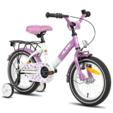 HILAND bicicletta per bambini da 12 pollici per 2-4 anni, bici per bambini e bambine con ruote d’appoggio, freno a mano, freno a mano e portapacchi，Viola