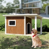 HJYryhyfddply Cuccia per Cani in Legno per Interni, Cuccia per Cani in Legno Massello con Tetto in Asfalto e Ampio Portico per Cani di Piccola e Grande Taglia, Patio Esterno