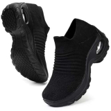 HKR Scarpe da Ginnastica Donna Leggero Comode Scarpe Senza Lacci Donna Casual Camminare Sneakers Tutto Nero EU 37