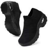 HKR Scarpe da Ginnastica Donna Leggero Comode Scarpe Senza Lacci Donna Casual Camminare Sneakers Tutto Nero EU 40