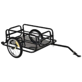 HOMCOM Carrello Bici con Pareti Pieghevoli e Rimovibili, Gancio Universale e 2 Catarifrangenti, Rimorchio per Bici in Acciaio e PE, 139×71.5×49 cm, Nero